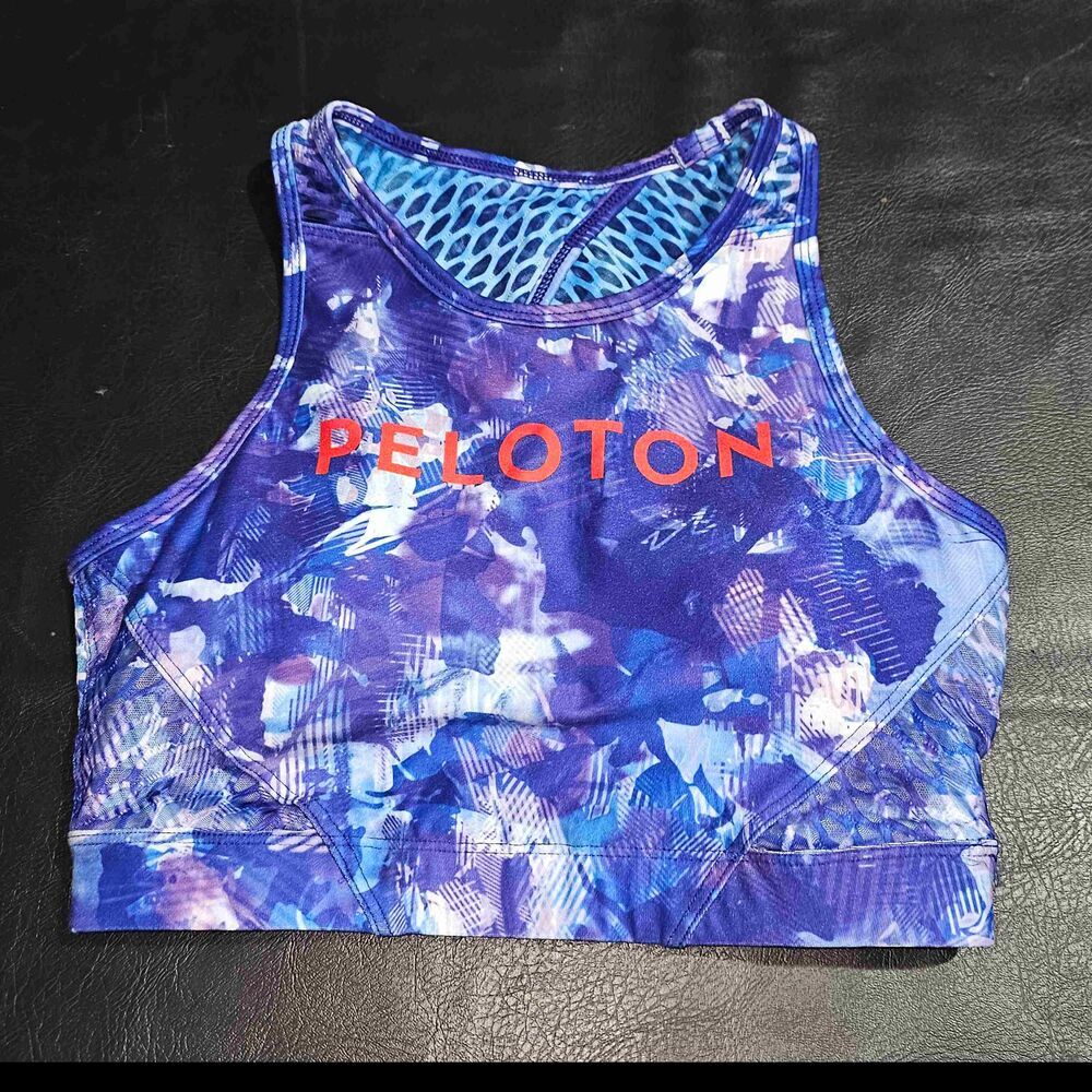 NWT WITH X Peloton Womens Purple Blue Moves High Neck Sports Bra XS